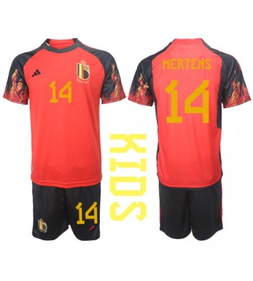 Belgia Dries Mertens #14 Koszulka Podstawowych Dziecięca MŚ 2022 Krótki Rękaw (+ Krótkie spodenki)